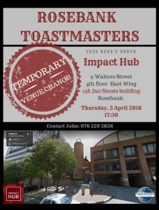Temporary venue change poster